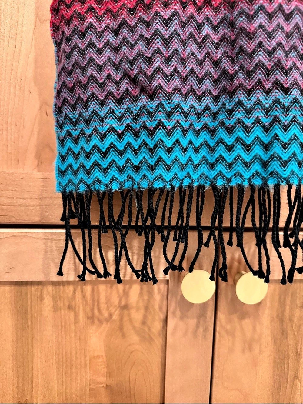 100% Cashmere Chevron Scarf in Multicolor Like New